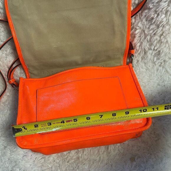 Theyskens Theory Flap Shoulder/crossbody Bag neon orange leather & khaki fabric - Picture 11 of 16